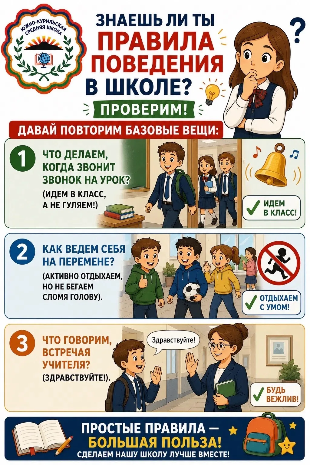 🎓 Знаешь ли ты правила поведения в школе? Проверим! 🧐