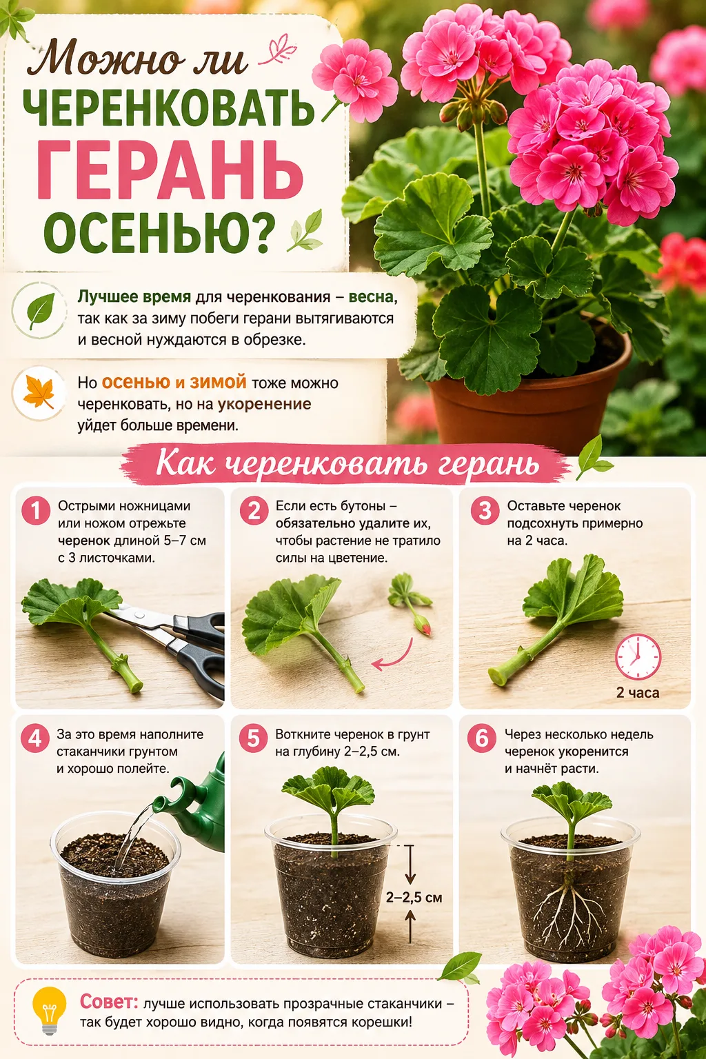 🌿 Черенкуем герань