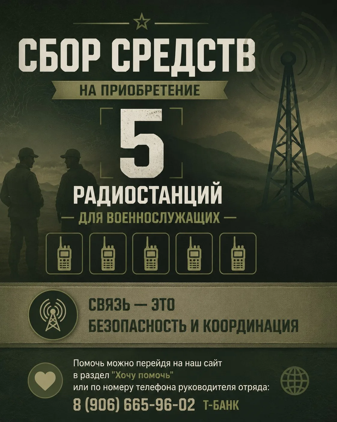 Открыт сбор денежных средств на приобретение 5 радиостанций для военнослужащих. Надёжная связь являе