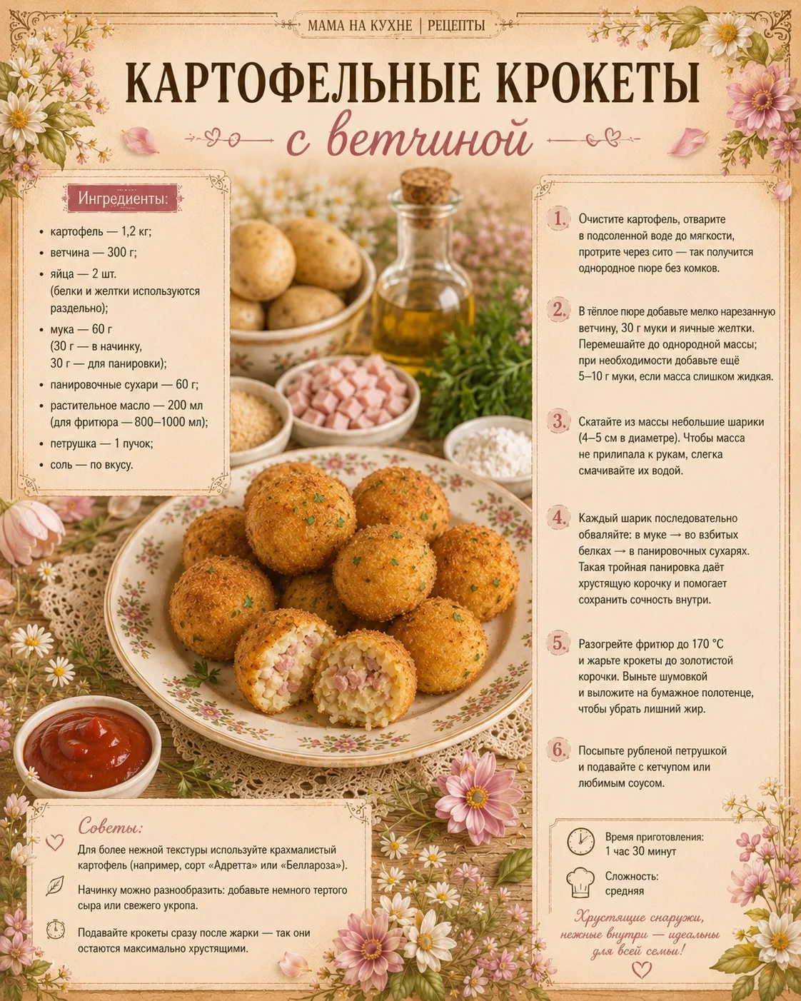 🌸Картофельные крокеты с ветчиной 🌸

#второе #обед #ужин #закуски #картофель

СПАСИБО ЗА ПОДПИСКУ И