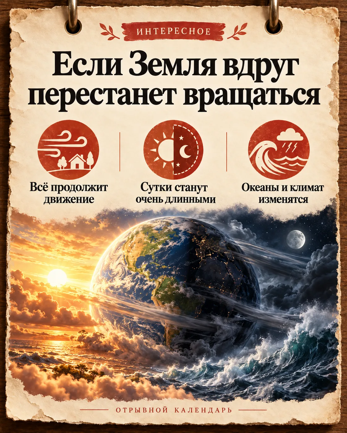 🌍 ЧТО ПРОИЗОЙДЁТ, ЕСЛИ ЗЕМЛЯ ВДРУГ ПЕРЕСТАНЕТ ВРАЩАТЬСЯ?