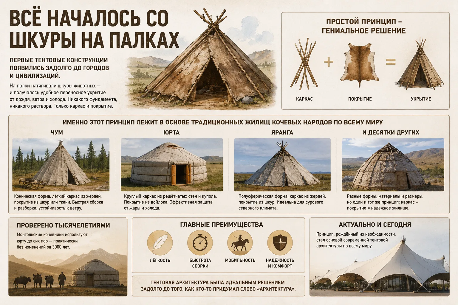Знаете, что общего между юртой кочевника и современным складским ангаром?