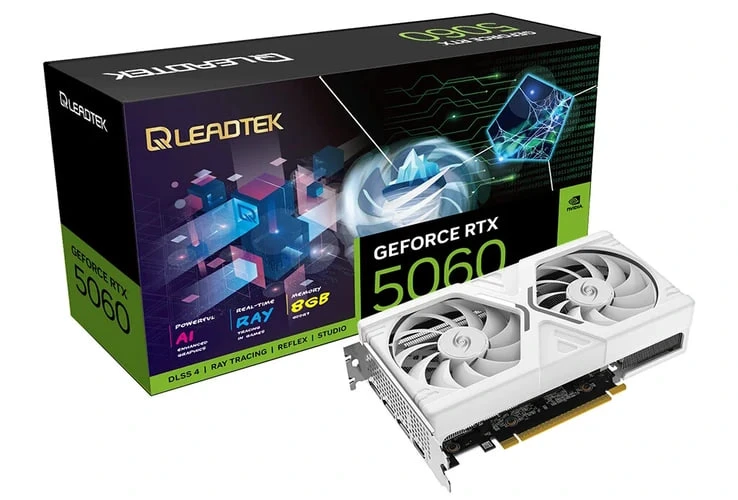 Leadtek выпустила белую WinFast RTX 5060 Hurricane: 3840 CUDA-ядер, 8 ГБ GDDR7 (28 Гбит...