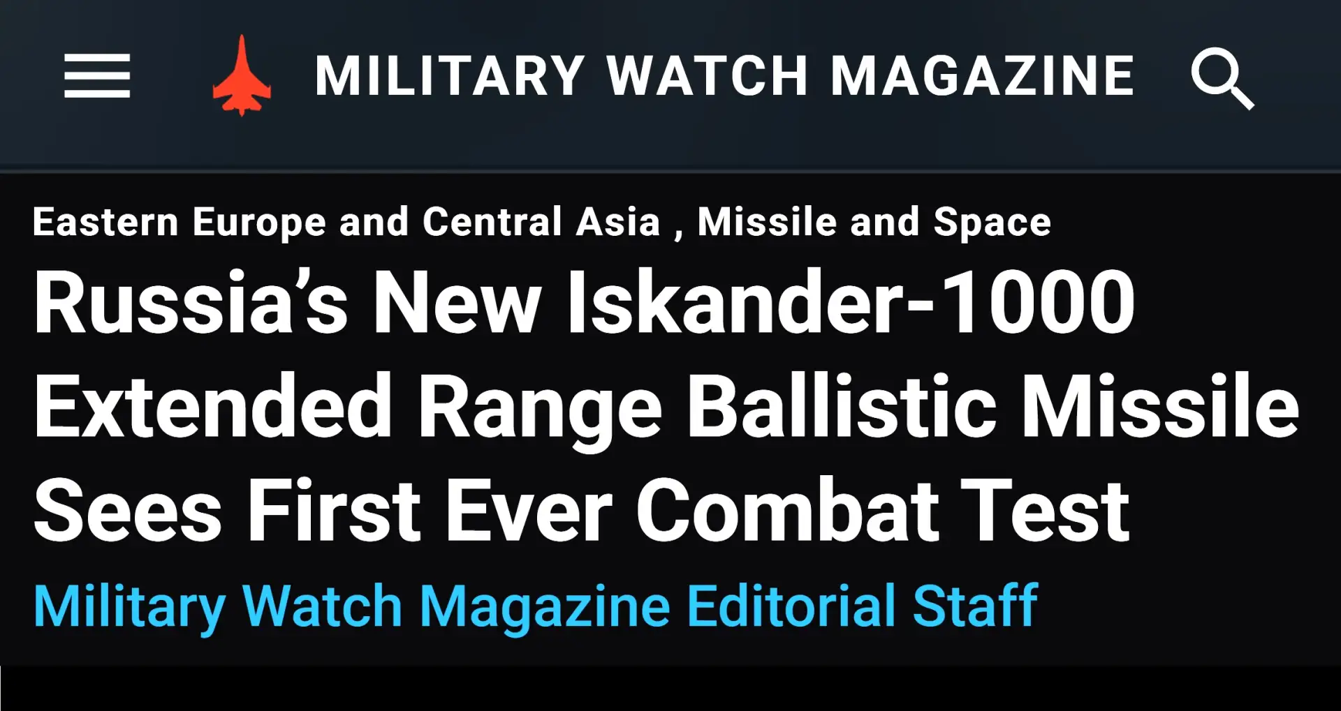 🇷🇺Новая ракета «Искандер-1000» прошла боевое крещение, — MWM