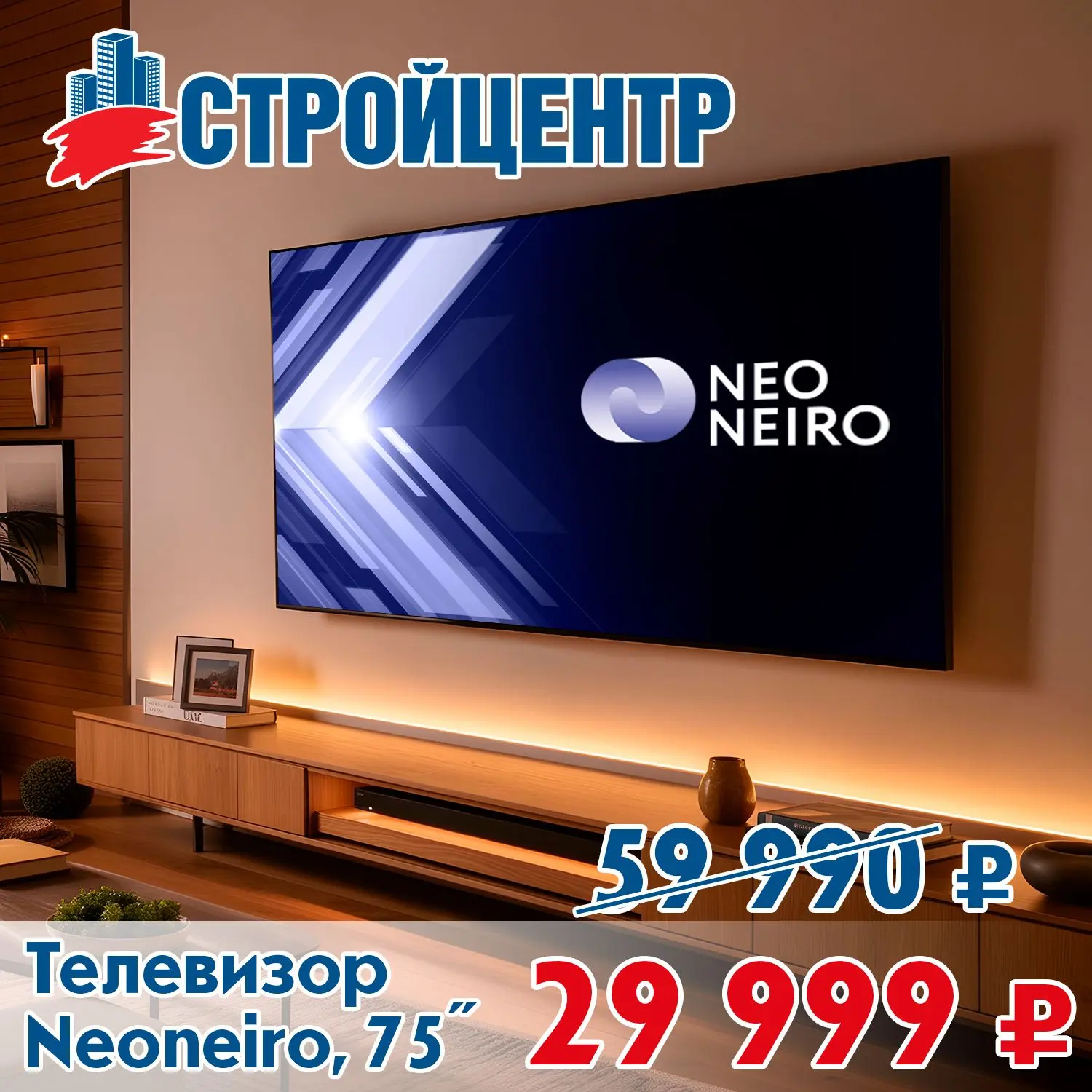 Скидки на телевизоры «Neoneiro» в Стройцентре! Количество товара ограничено.