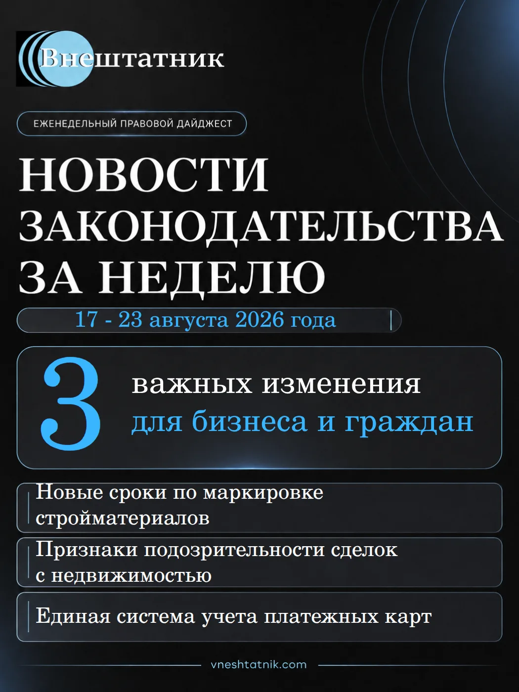 Еженедельный правовой дайджест от 24.08.2026
