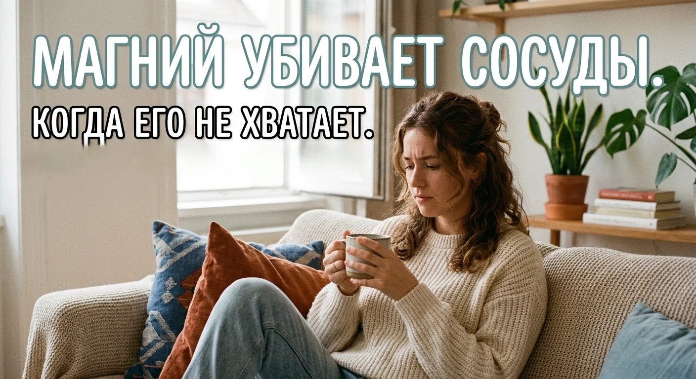 Магний убивает сосуды.  Когда его не хватает.  Скорее всего, вы пропивали его для улучшения сна или 