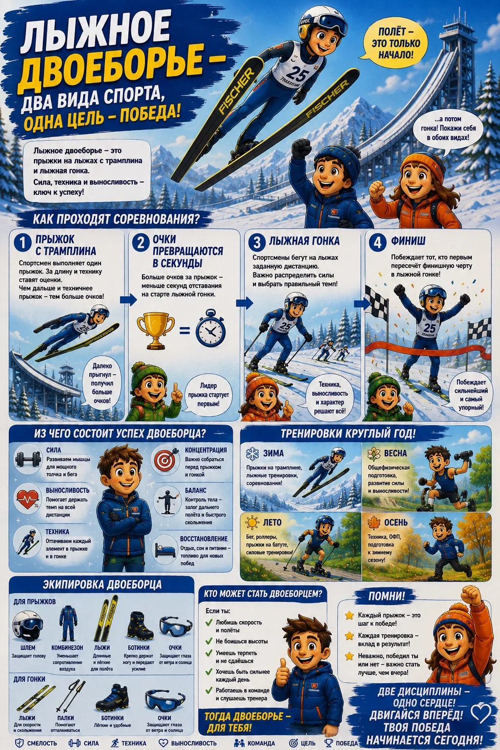 🎿 Как двоеборец успевает и прыгать, и гонку бежать?