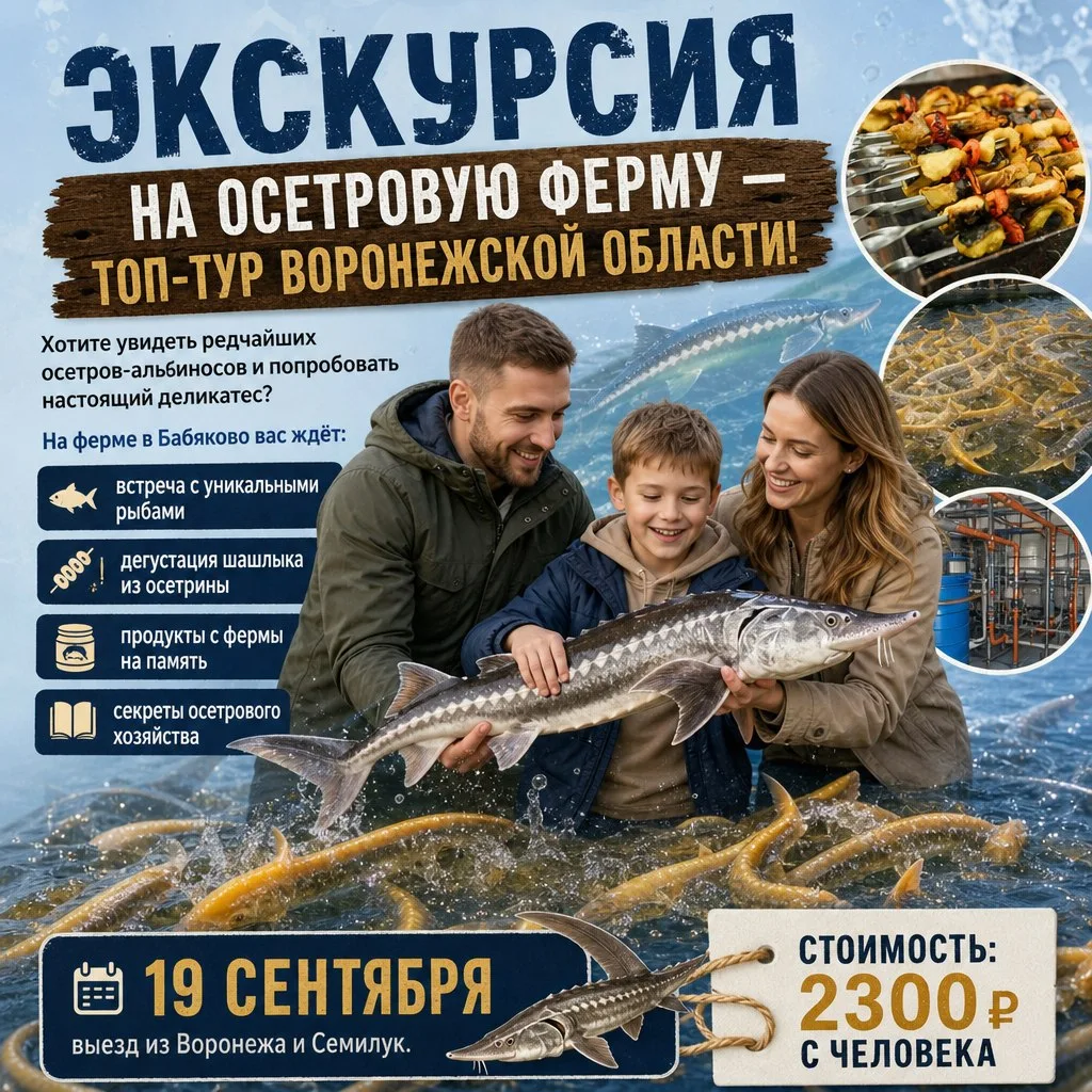 🐟 Осетровая ферма в Бабяково — одна из самых популярных экскурсий в Воронежской област...