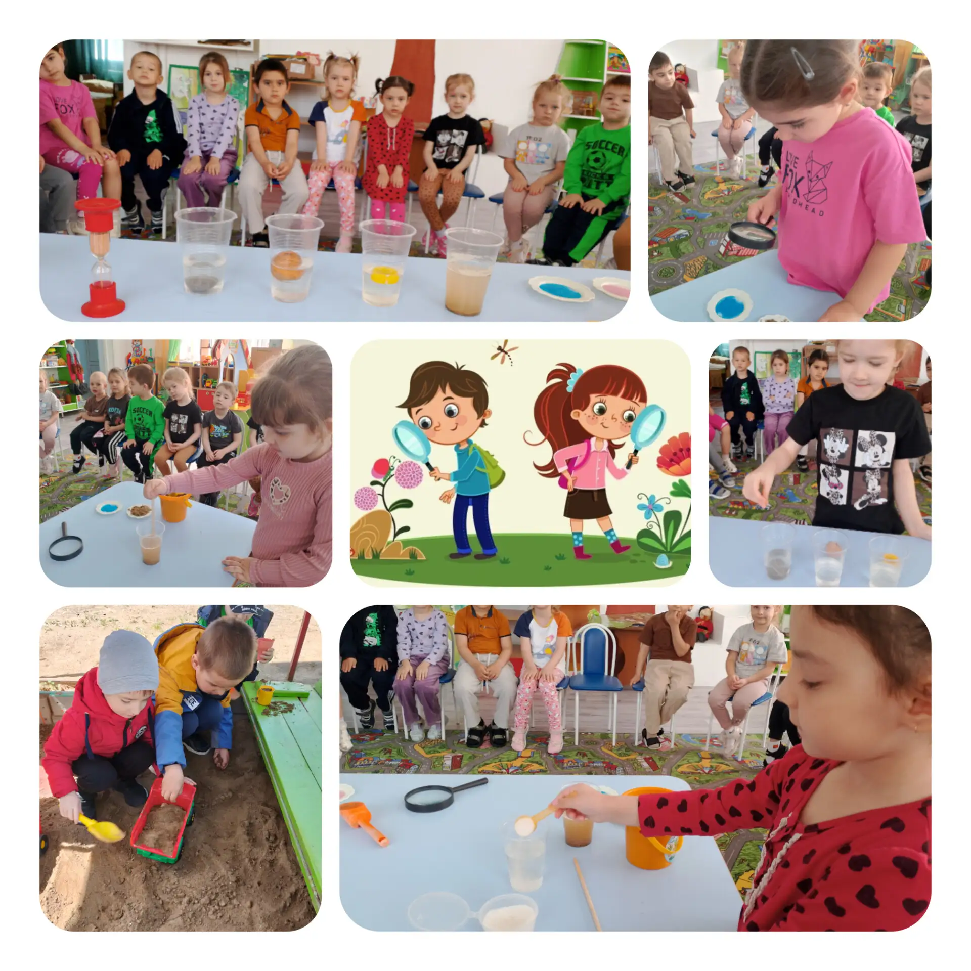 🌊 В средней группе прошло увлекательное занятие о свойствах воды и песка! 🌞👧👦 Ребят...