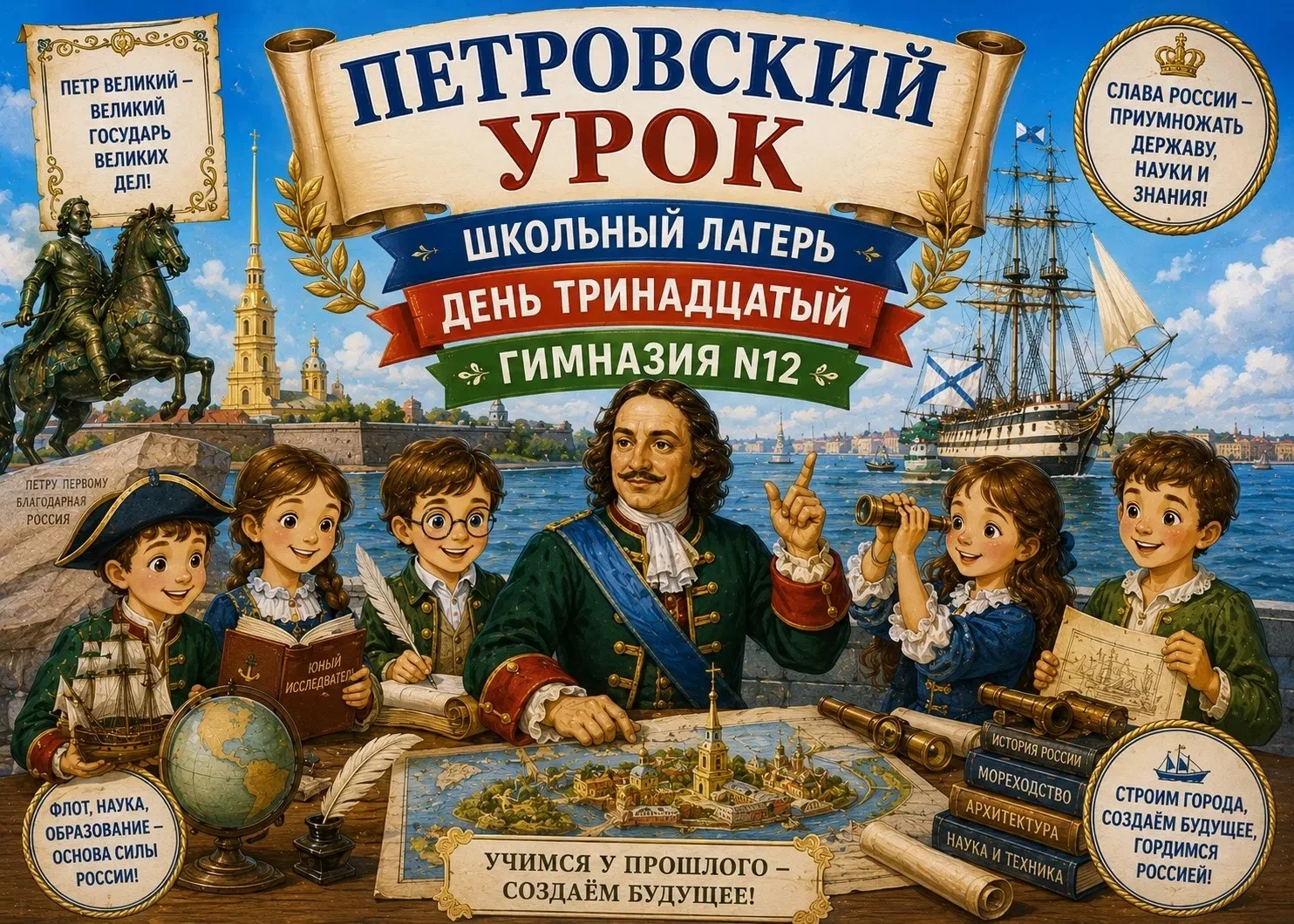 День тринадцатый в нашем школьном лагере был посвящён Петровской эпохе и великому реформатору России