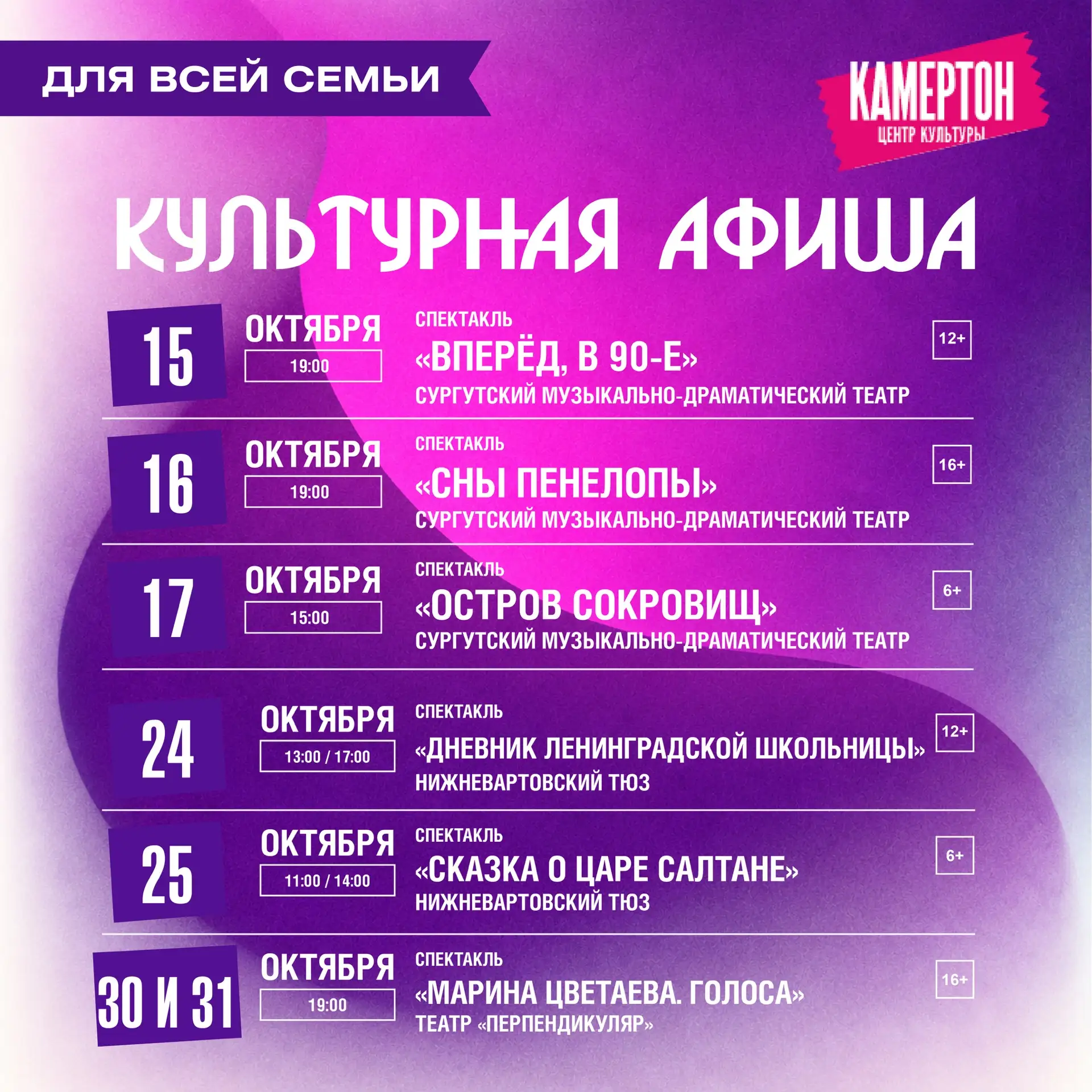 Этой осенью «Камертон» приглашает взрослых и детей на спектакли. В афише — постановки д...
