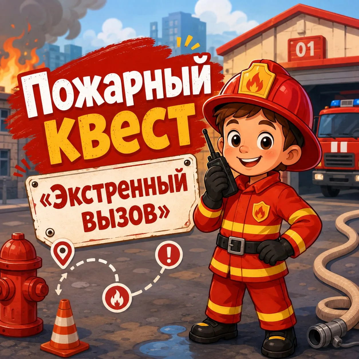 В Саду будущего завтра устроят Пожарный квест для детей «Экстренный вызов». Ребята прой...