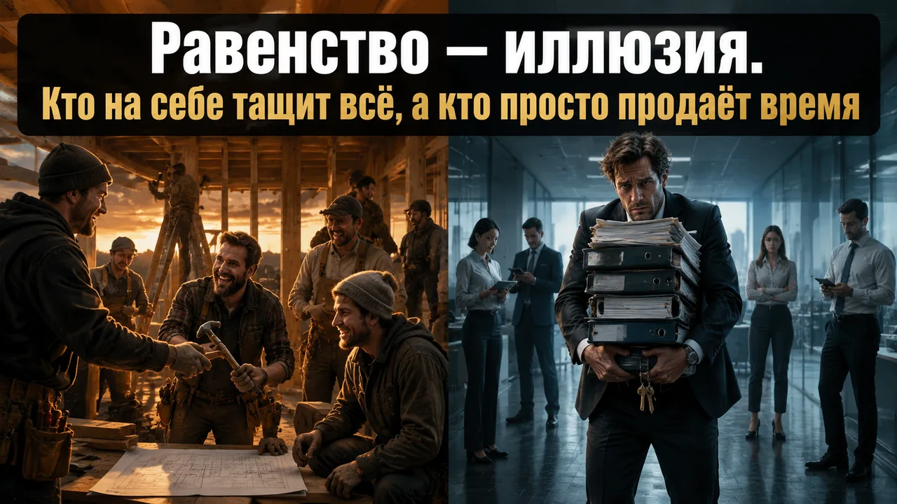 Равенство — иллюзия. Кто на себе тащит всё, а кто просто продаёт время