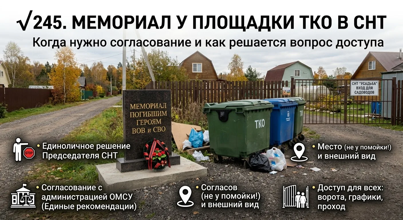 √245. Мемориал у площадки ТКО в СНТ: когда нужно согласование и как решается вопрос дос...