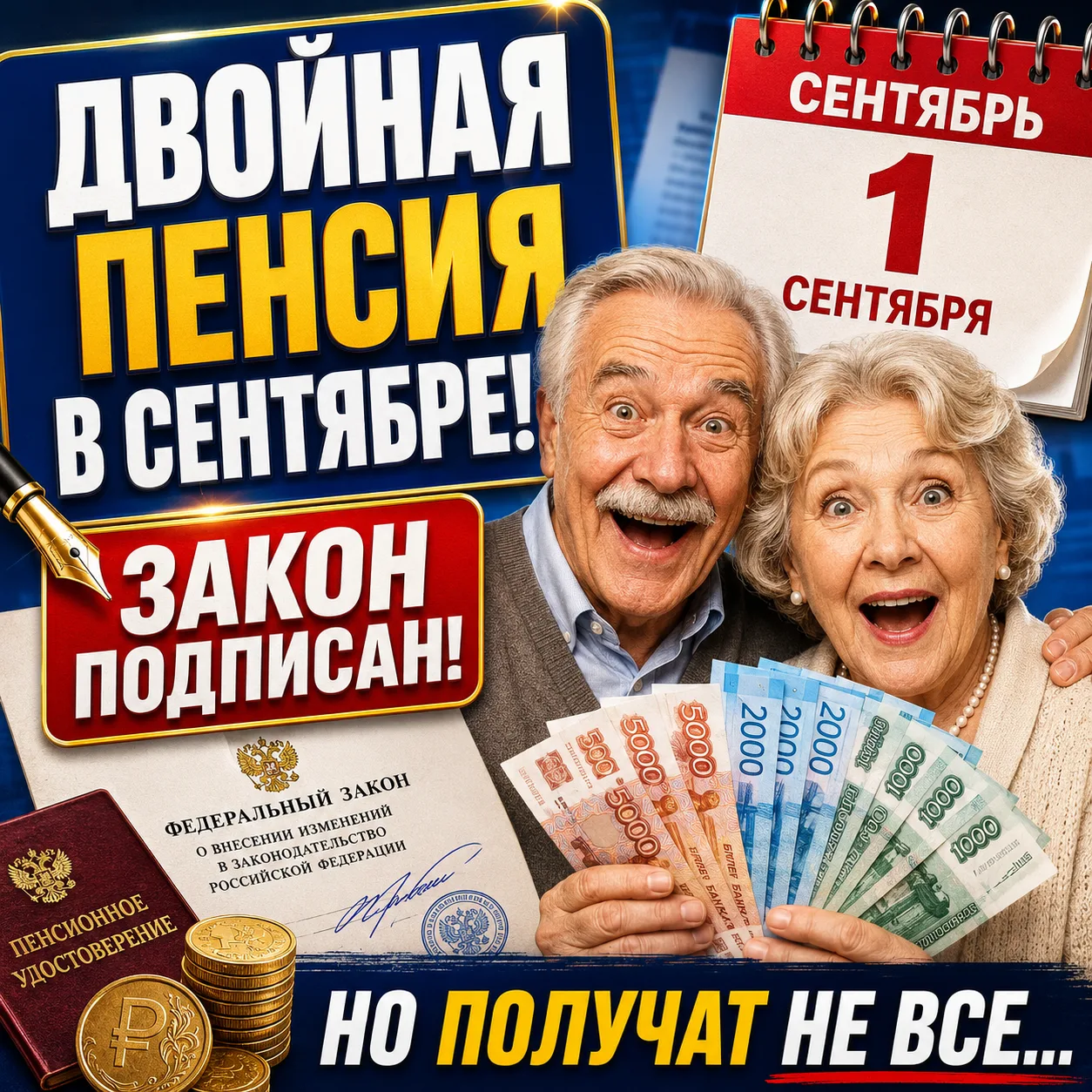 "Двойная пенсия в сентябре": закон подписан!
