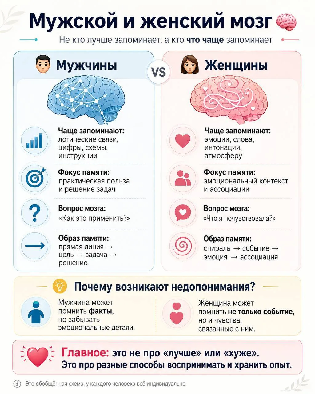 🧠 Мужской и женский мозг: кто лучше запоминает?

Существует популярный миф, что мужчины обладают “б