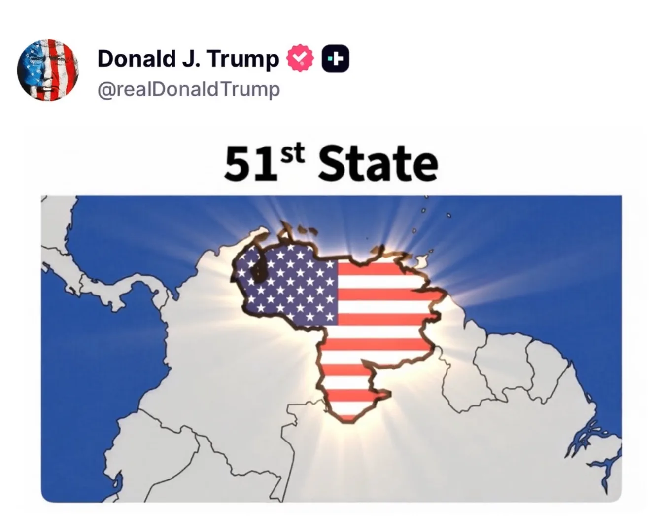 Трамп изобразил Венесуэлу как 51-й американский штат.