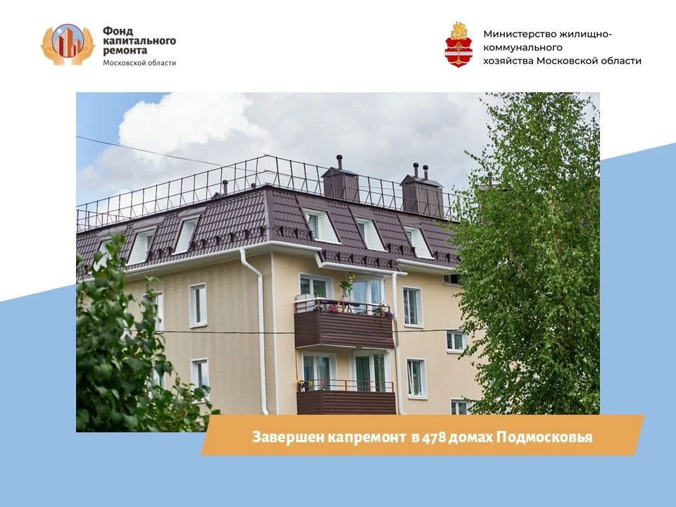 В 4️⃣7️⃣8️⃣ домах Подмосковья завершили капитальный ремонт по региональной программе с ...