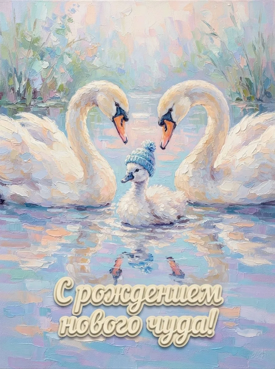 С рождением нового чуда! В вашей семье появился маленький лебедёнок, который уже смело ...