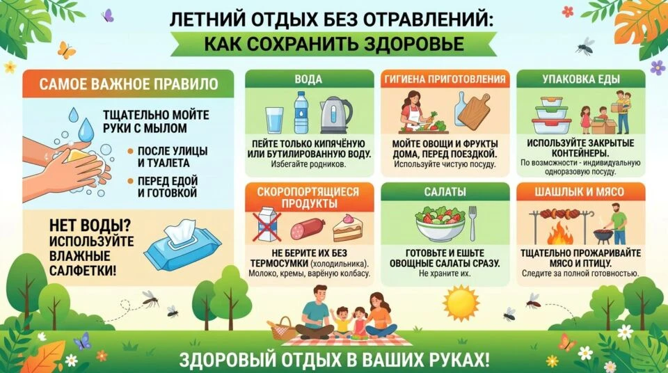 Летом вместе с теплом приходит риск кишечных и энтеровирусных инфекций, пищевых отравлений. Чтобы не