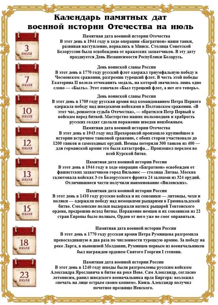 Памятные даты военной истории России 🇷🇺 – это официально установленные дни, посвящённые значимым с