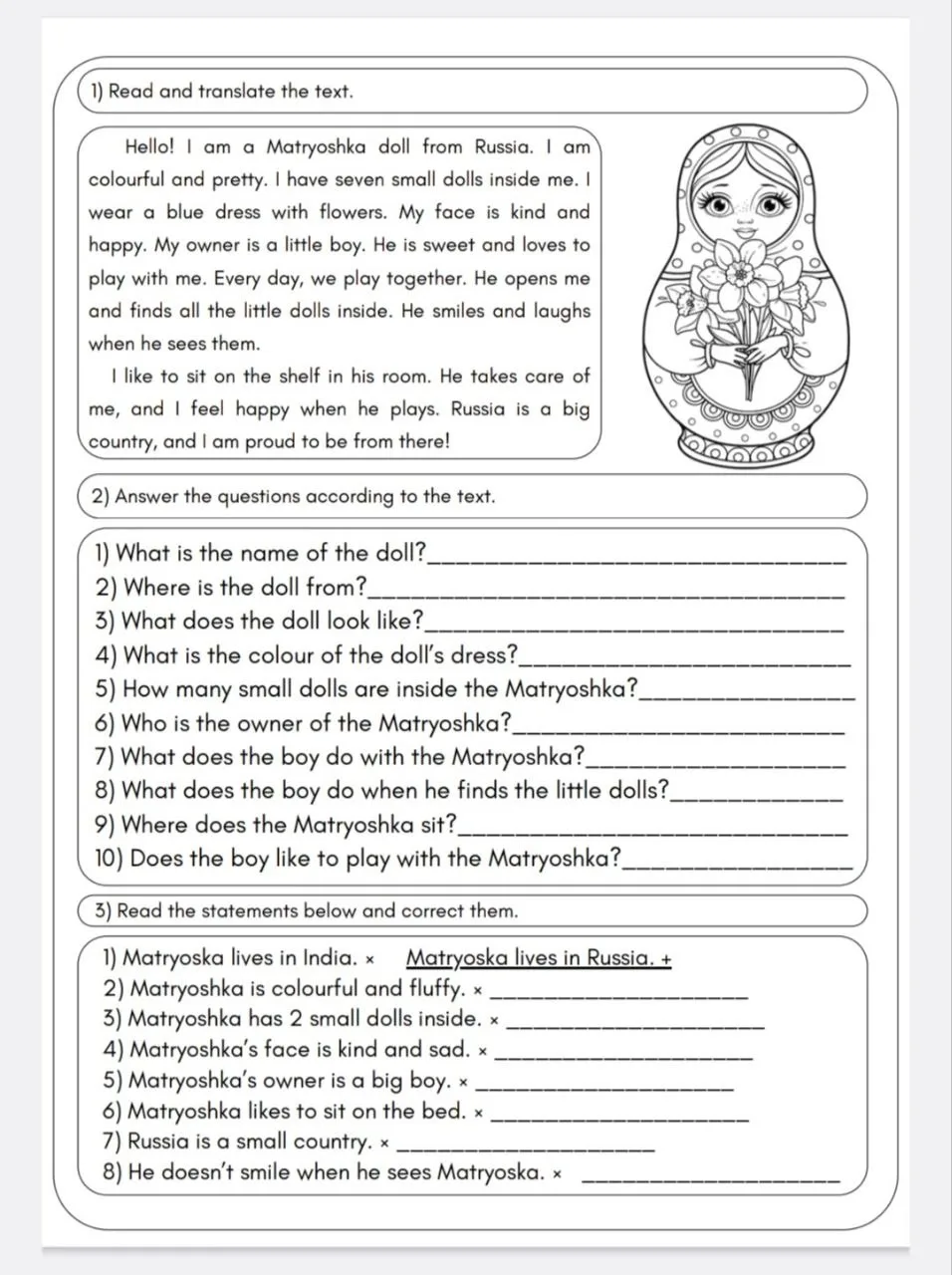 ❤ MATRYOSHKA READING A0-A1    ❤️ Забрать бесплатно можно здесь     📚📚📚Бесплатная библиотека УМК здес