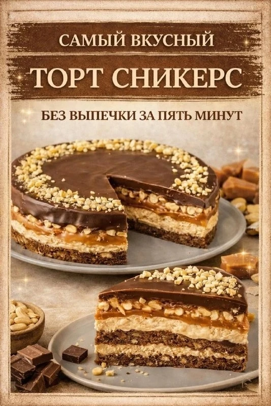 САМЫЙ ВКУСНЫЙ СНИКЕРС БЕЗ ВЫПЕЧКИ ЗА 5 МИНУТ!  КРЕМ, АРАХИС И ШОКОЛАДНЫЕ ПРЯНИКИ — ЭТО ...