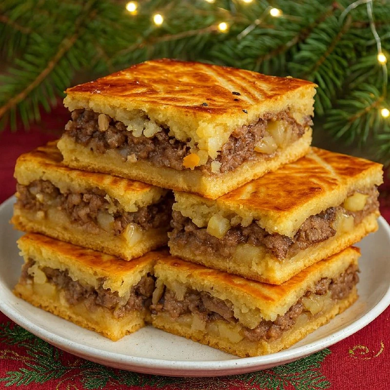 СЕМЕЙНЫЙ ПИРОГ С КАРТОФЕЛЕМ И МЯСНЫМ ФАРШЕМ
