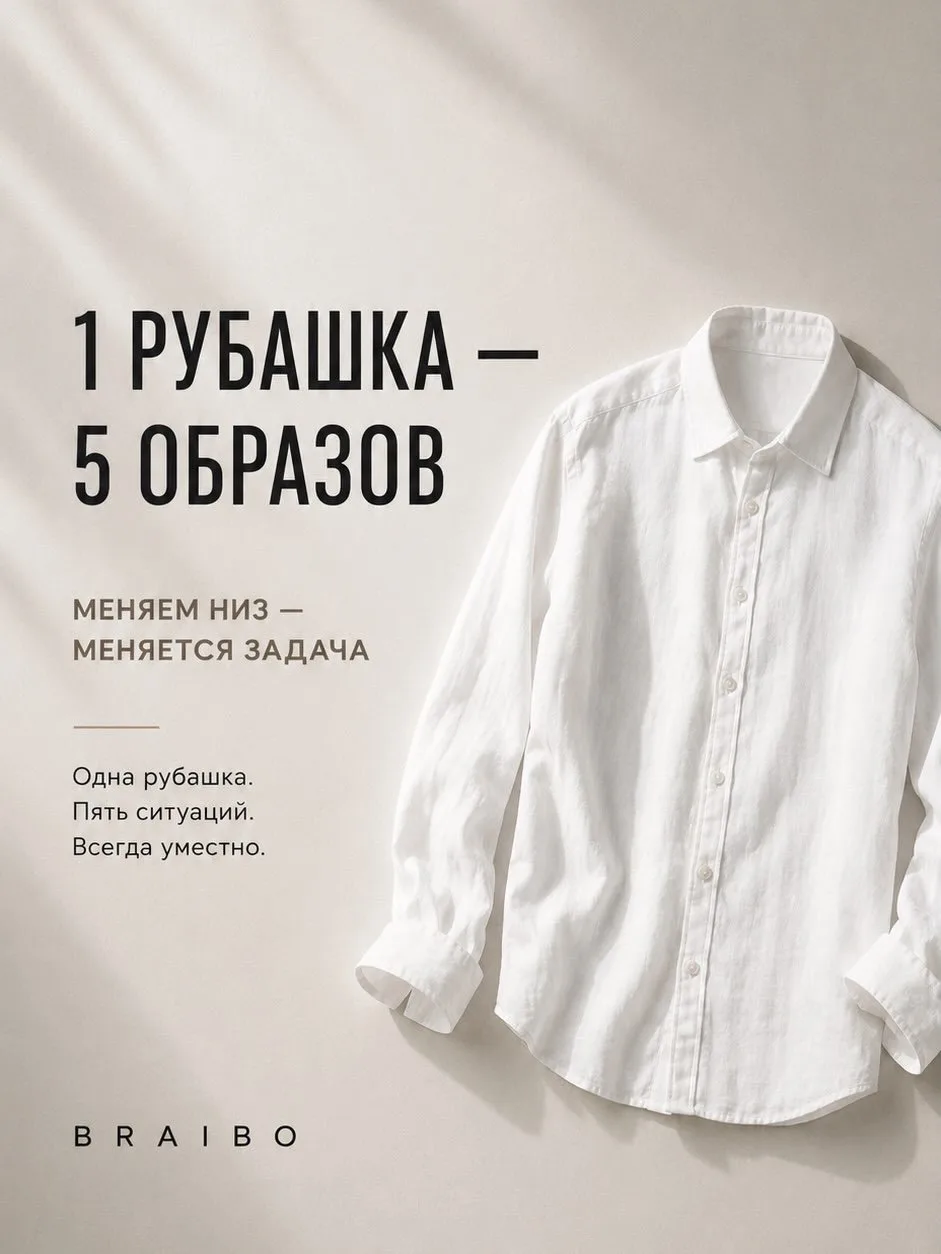 Базовая рубашка из легкого, дышащего материала – готовое решение для пяти совершенно разных сценарие