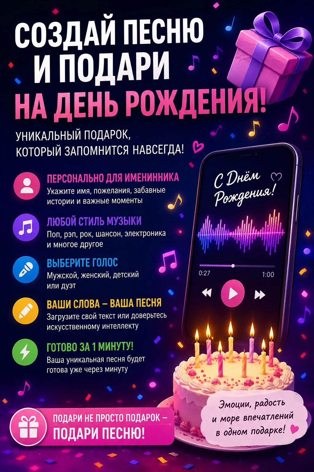 🎉 Создать песню на День Рождения — лучший подарок, который запомнится навсегда! 🎶 👉 ...
