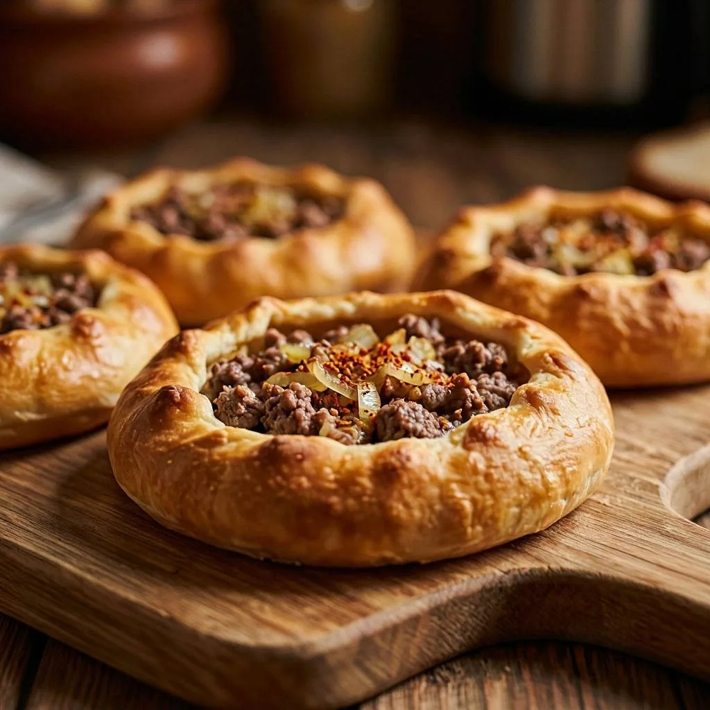 Открытые пирожки с мясом.