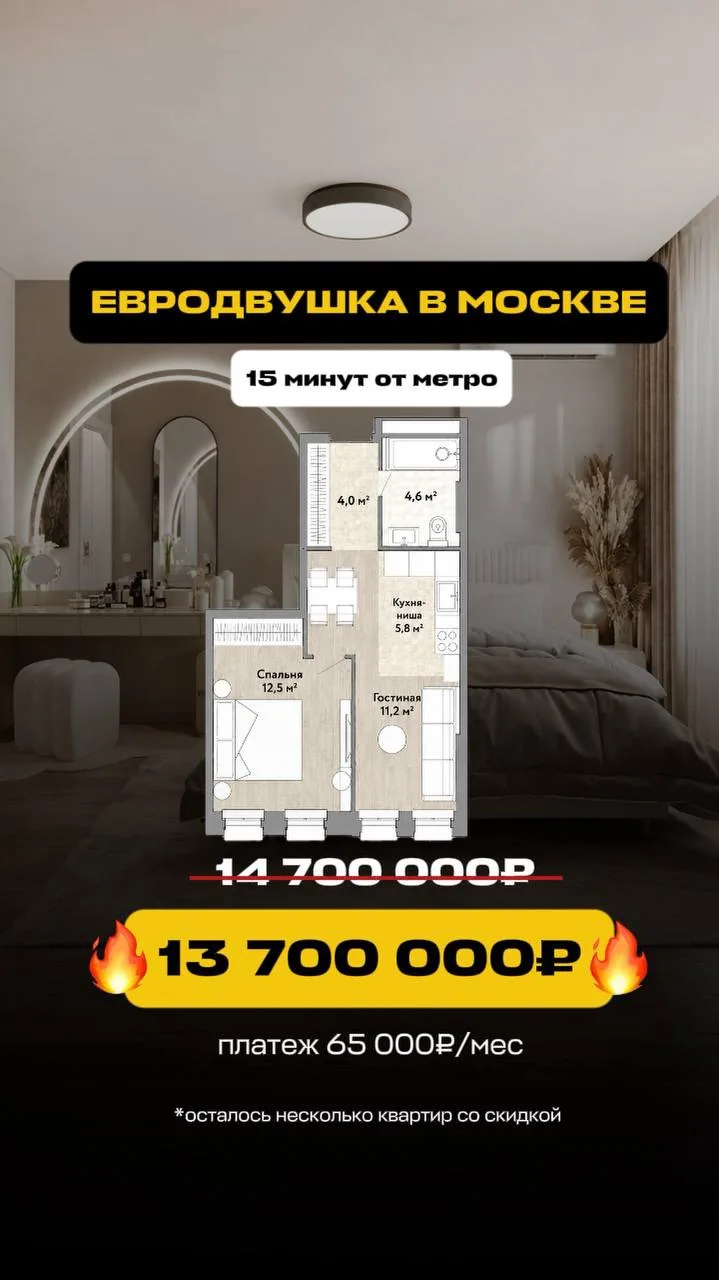 🔥ЕВРОДВУШКА 65 000₽/МЕС 🔥