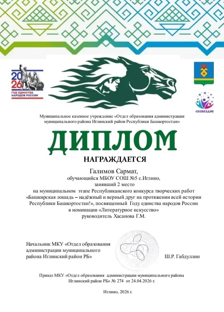 🔆🔆🔆Поздравляем победителей и призёров муниципального этапа Республиканского конкурса творческих рабо
