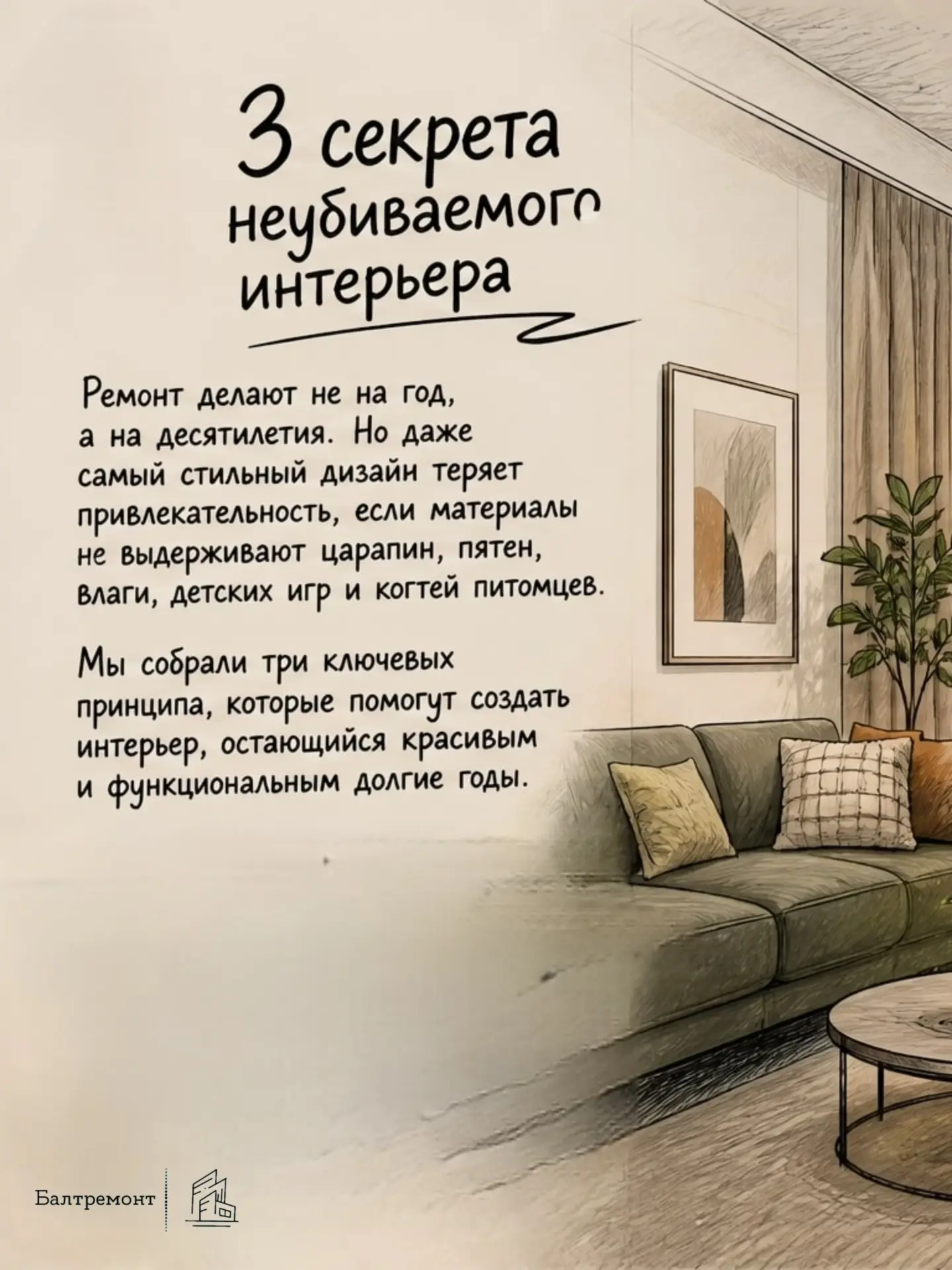 🛠 3 секрета «неубиваемого» интерьера
Знаете, почему в одних квартирах ремонт выглядит как новый спу