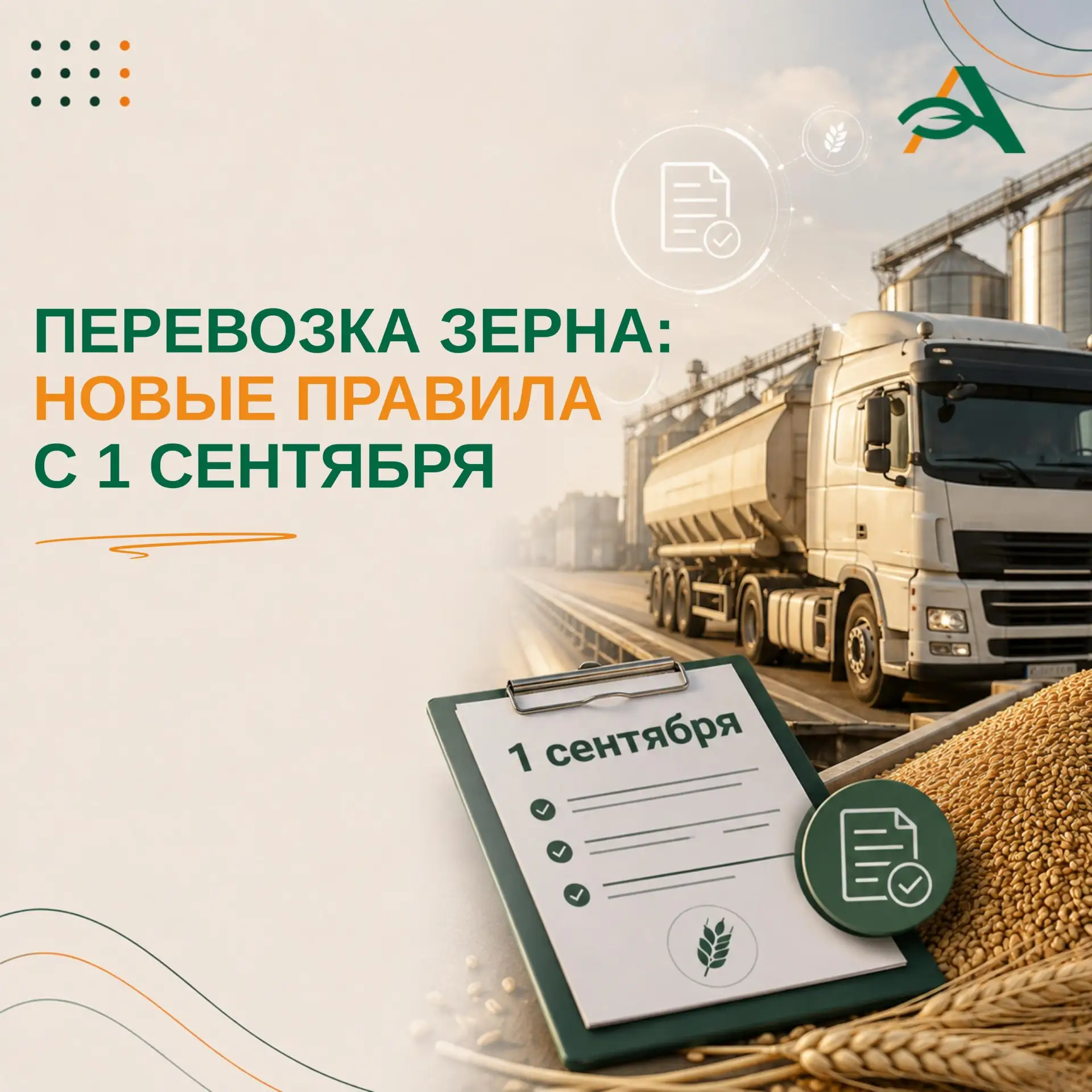 🟢Оформление перевозки зерна меняется с 1 сентября