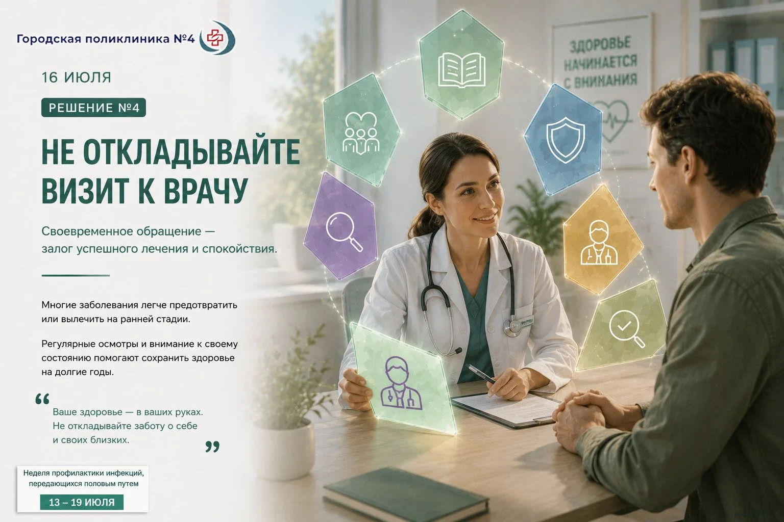 🟢 Решение №4. Не откладывайте визит к врачу
👩‍⚕️ Чем раньше — тем лучше.
Многие инфекции, передающ