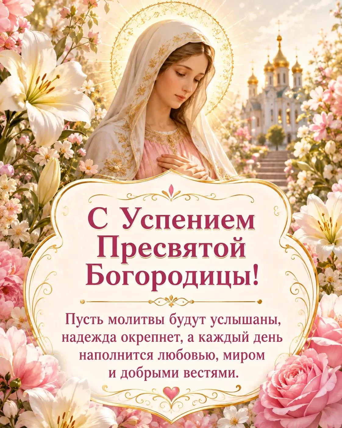 Пусть Пресвятая Богородица оберегает вас и ваших близких, наполняя жизнь любовью, миром...