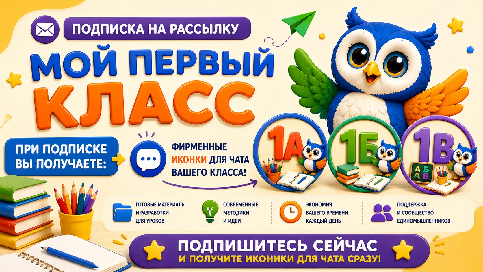 Обновлённые иконки «1 класс» для чатов — всем подписчикам рассылки от «Совушки».

Переходите по ссыл