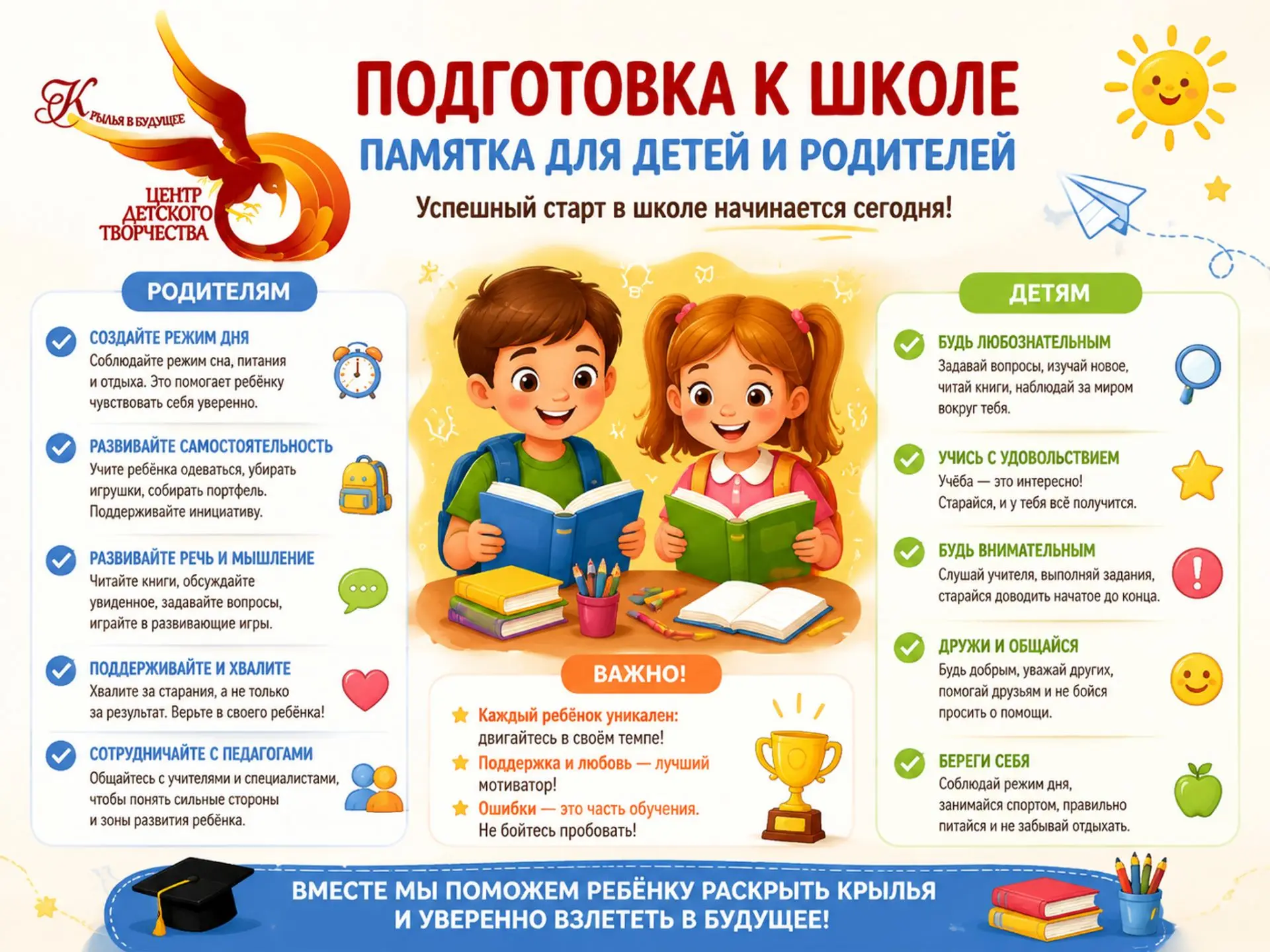 📚 Подготовка к школе: памятка для детей и родителей