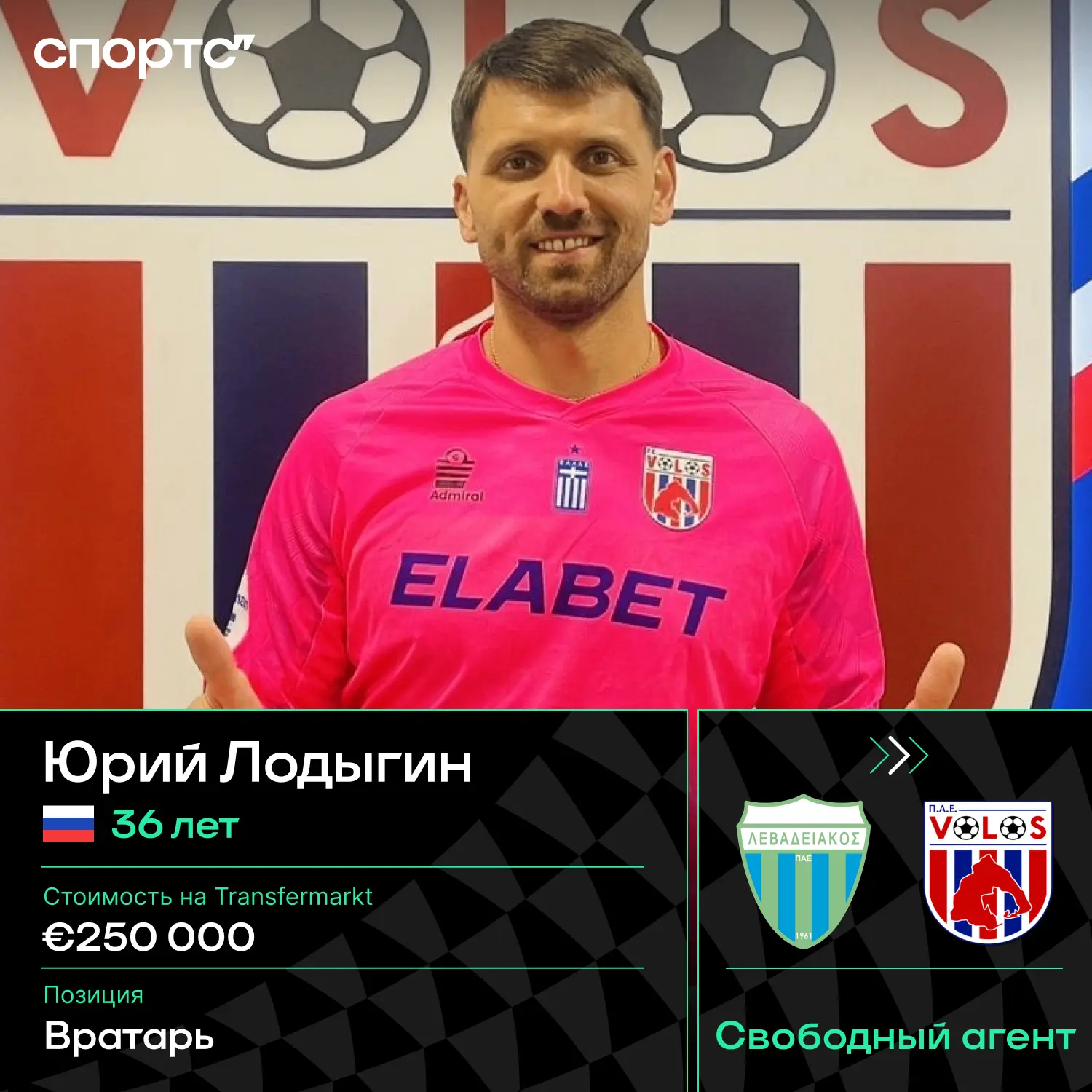 ✅✅✅ Официально: бывший вратарь сборной России Юрий Лодыгин перешел в греческий «Волос» ...