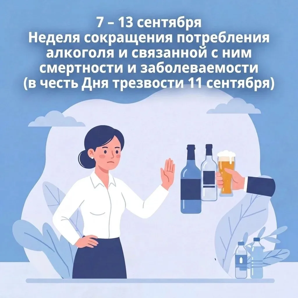 С 7 по 13 сентября в России проходит Неделя сокращения потребления алкоголя и связанной...