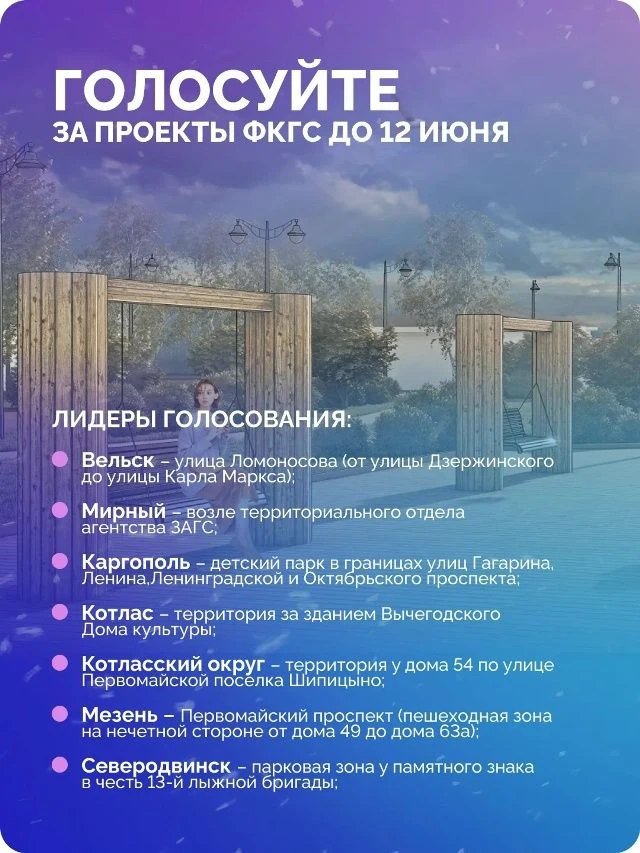 12 июня завершится голосование за объекты благоустройства
Проекты-победители будут реализованы в сле