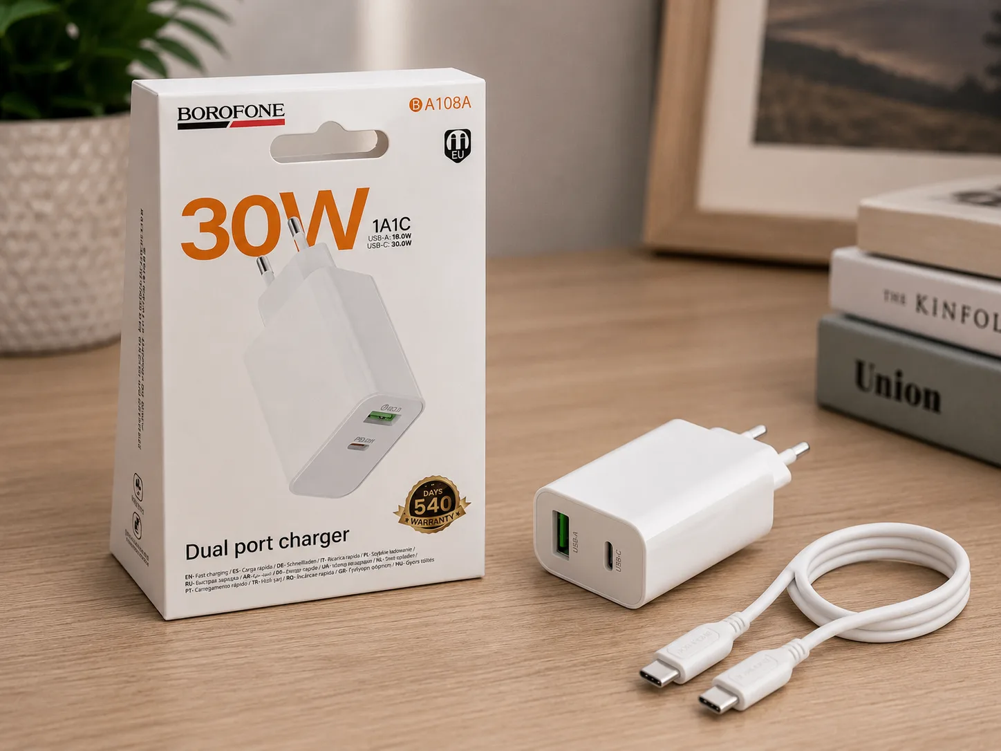 ⚡ BOROFONE BA108A Stellar — зарядное устройство 30W с кабелем Type-C → Type-C!