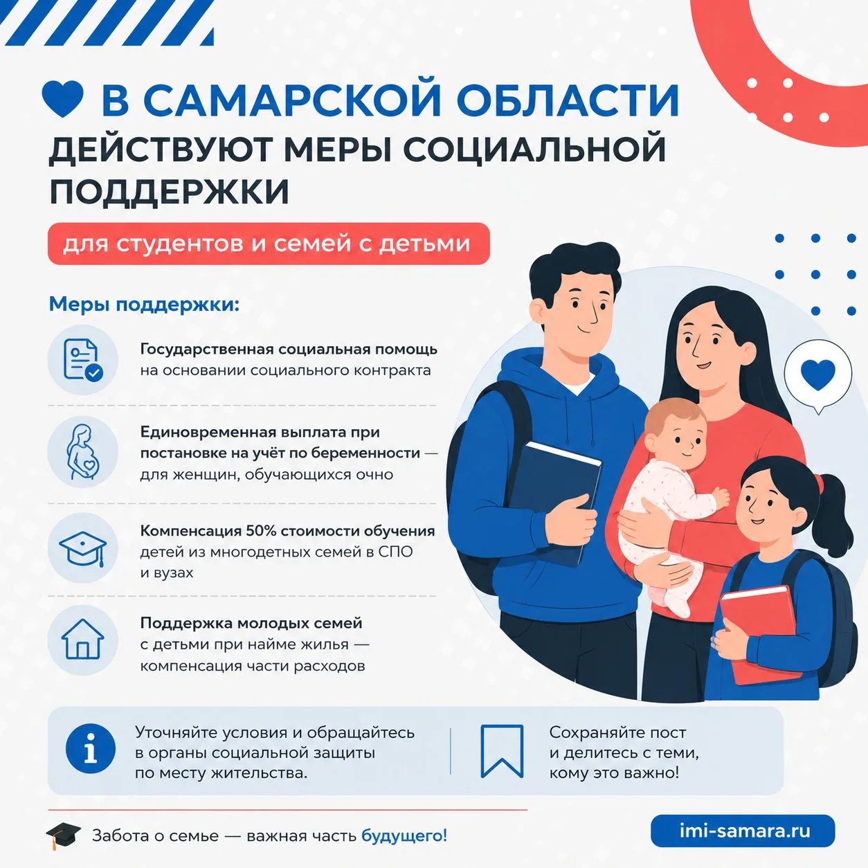 💙 В Самарской области действуют меры социальной поддержки для студентов и семей с деть...