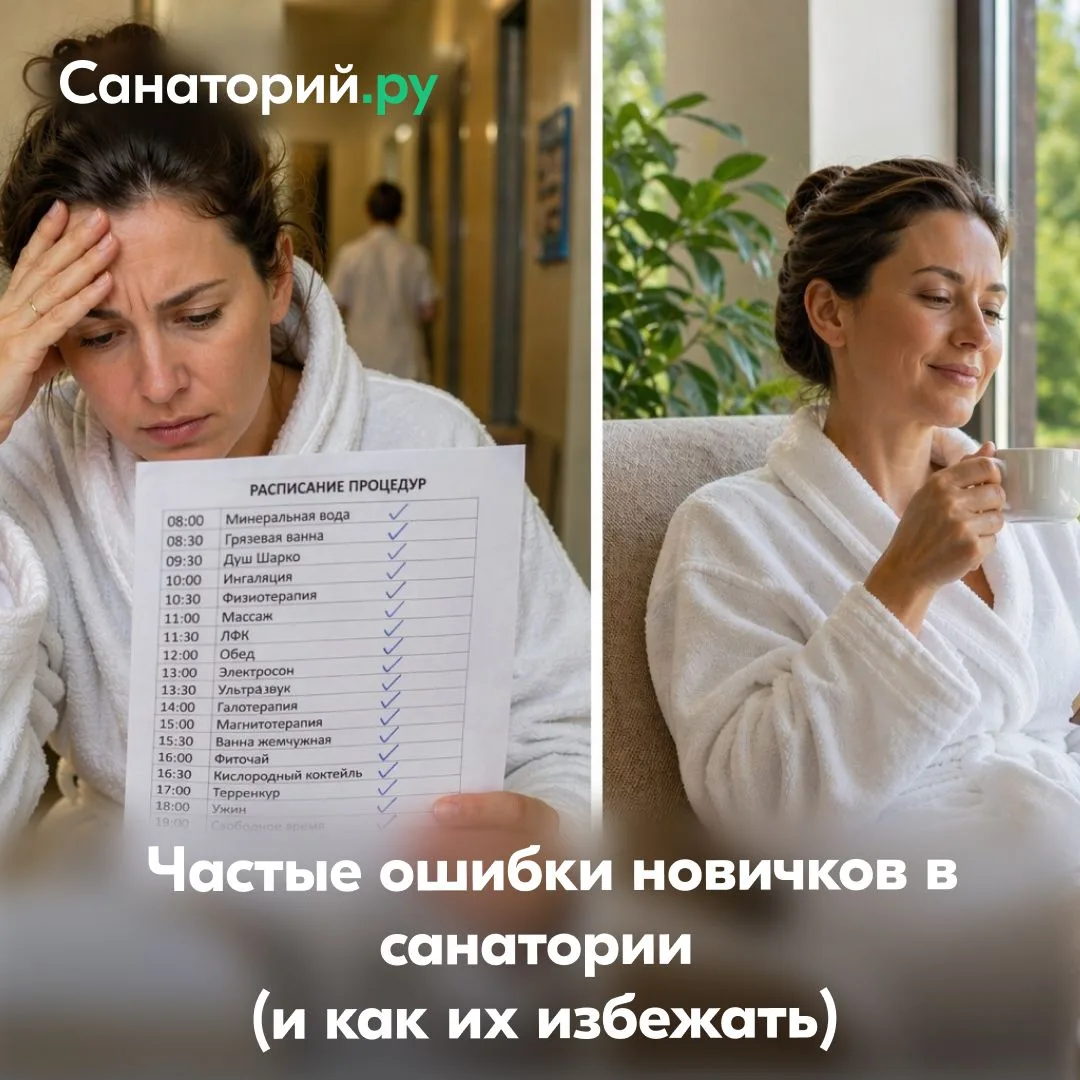 💚 Частые ошибки новичков во время отдыха в санатории (и как их избежать)  🧾Максимум процедур в день 
