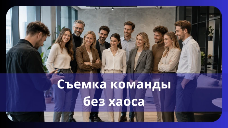 СЪЁМКА КОМАНДЫ БЕЗ СТЫДА И ХАОСА: КАК СДЕЛАТЬ 20 СОТРУДНИКОВ ЕДИНЫМ ВИЗУАЛОМ