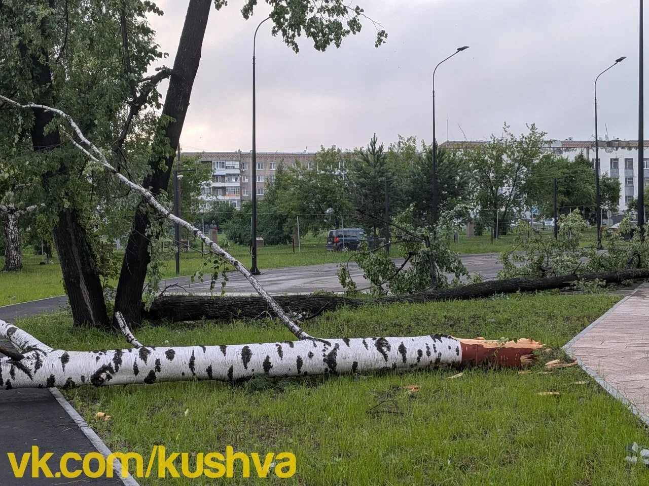 Центру "Горняк" и Парку Пионеров вчера тоже досталось
