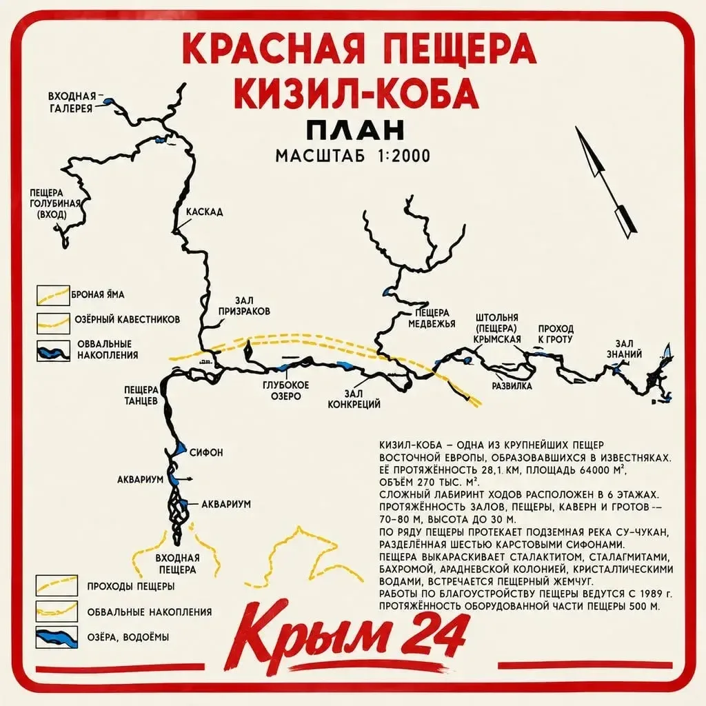 ➡️ Подземная река, глубокие озёра и лабиринт ходов в шесть этажей —  это Красная пещера...
