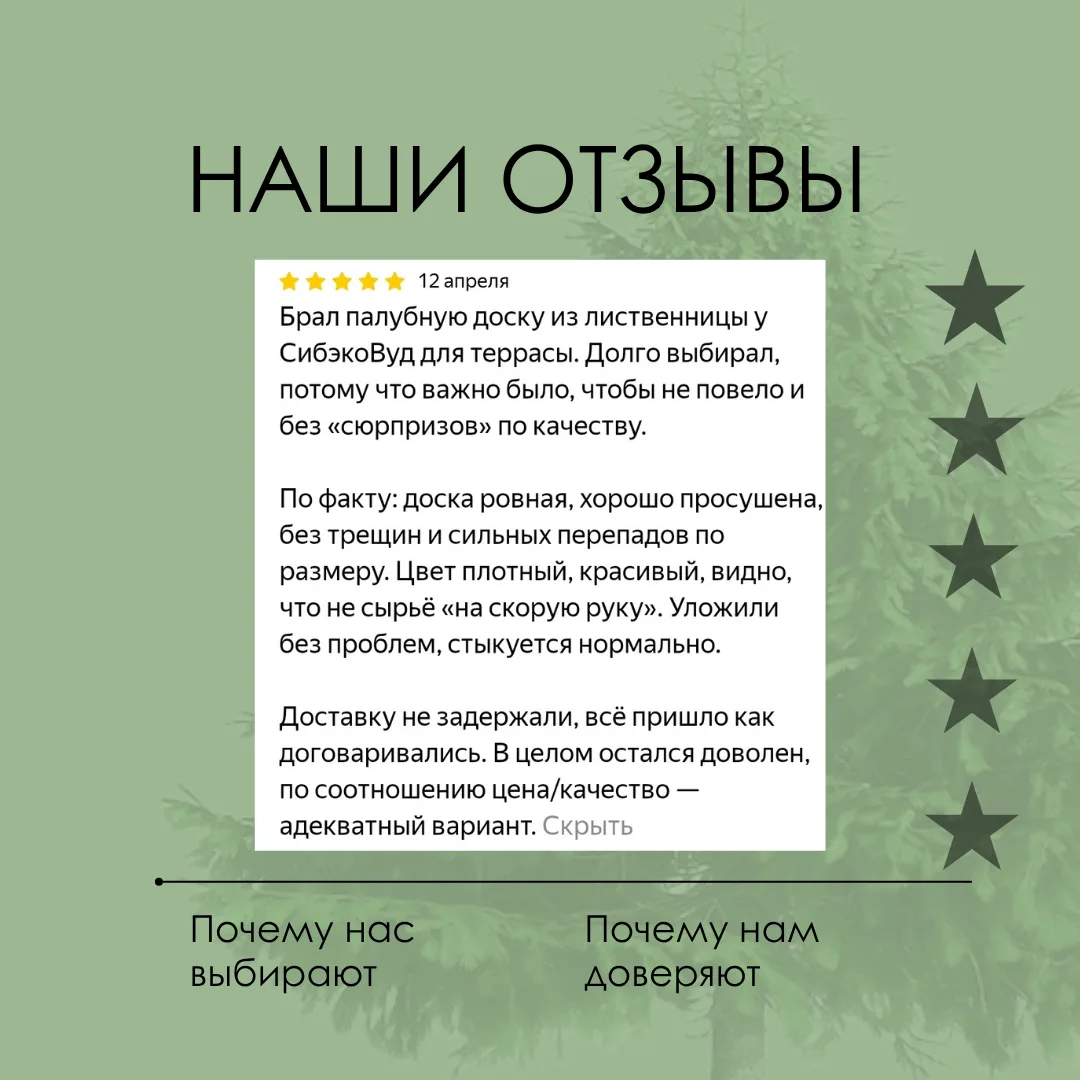 Получили новый отзыв для «Сибэковуд» — делимся с вами 🙌